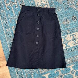 Maje Black Midi A-Line button down Skirt